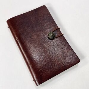 7" x 4 1/2" Faux Leather Small Brown Journal Beaded Toggle  Line/Dot/Grid Paper